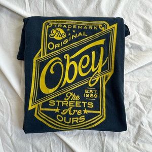 Vintage Short Sleeve T-Shirt - Blue 'Obey' Graphic